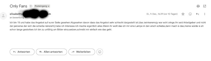 Pornobewerbungen wie jene von Elisabeth S. sind zwar amüsant aber unnötig